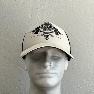 PISTIL Woody Trucker Hat White/Black Retro Mesh Snapback Logo Cap‎